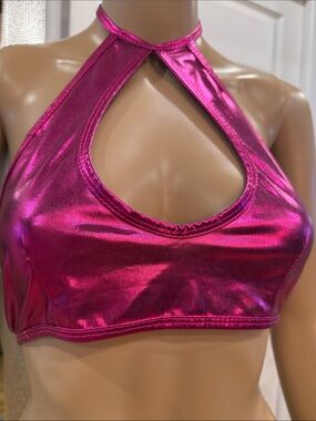 Women’s Fuchsia Metallic Halter Bralette